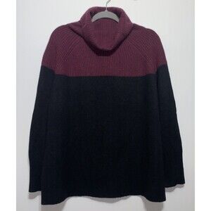 Nordstrom Signature Womens Black Ribbed Large  100% Cashmere Sweater Turtleneck